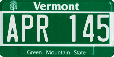 VT license plate APR145