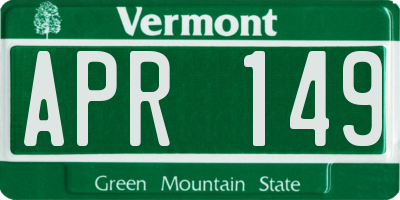 VT license plate APR149