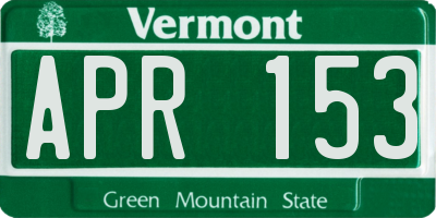 VT license plate APR153