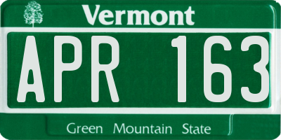 VT license plate APR163
