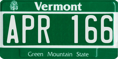 VT license plate APR166