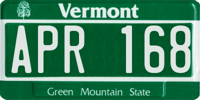 VT license plate APR168