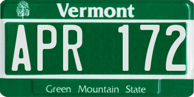 VT license plate APR172