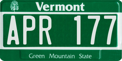 VT license plate APR177