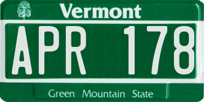 VT license plate APR178