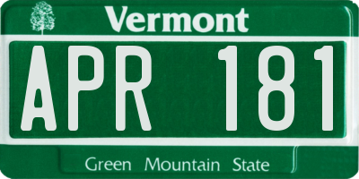 VT license plate APR181