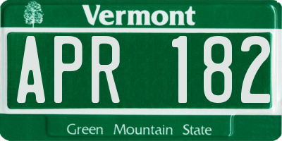 VT license plate APR182