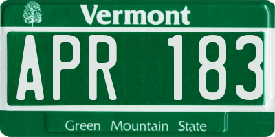 VT license plate APR183