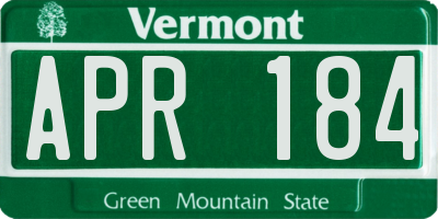 VT license plate APR184