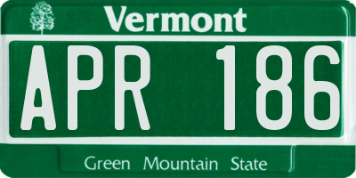 VT license plate APR186