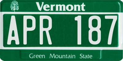 VT license plate APR187