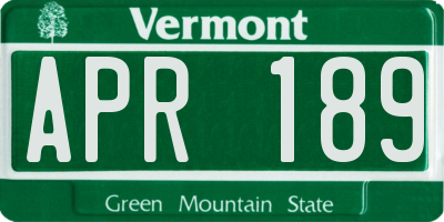 VT license plate APR189