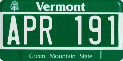 VT license plate APR191