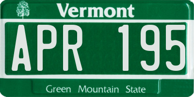 VT license plate APR195