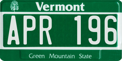 VT license plate APR196