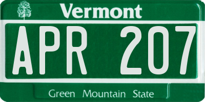 VT license plate APR207