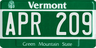 VT license plate APR209