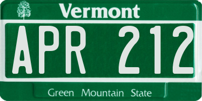 VT license plate APR212