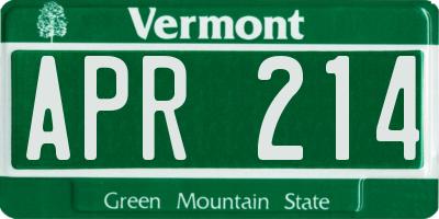 VT license plate APR214