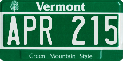VT license plate APR215
