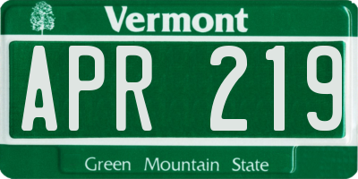 VT license plate APR219