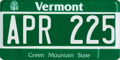 VT license plate APR225