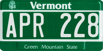 VT license plate APR228