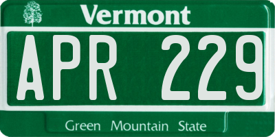 VT license plate APR229