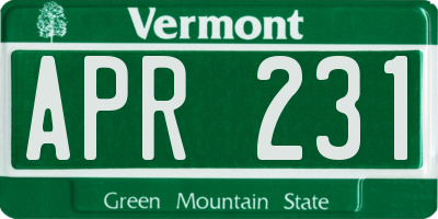VT license plate APR231