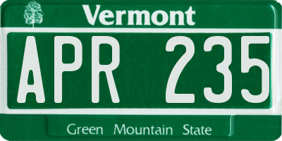 VT license plate APR235