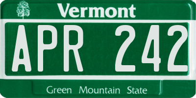 VT license plate APR242