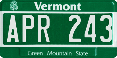 VT license plate APR243