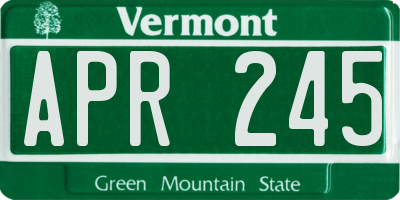 VT license plate APR245