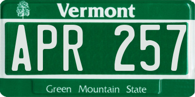 VT license plate APR257