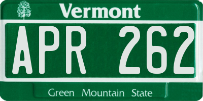 VT license plate APR262