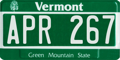VT license plate APR267