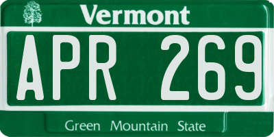 VT license plate APR269