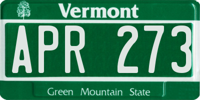 VT license plate APR273