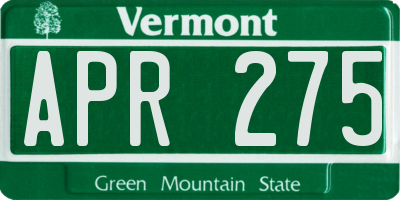 VT license plate APR275