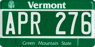 VT license plate APR276