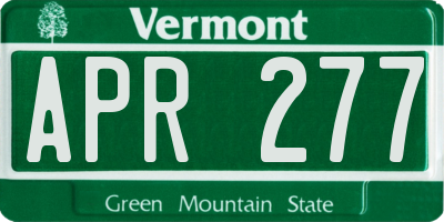 VT license plate APR277