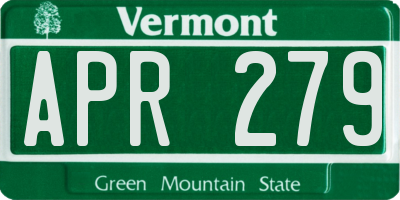 VT license plate APR279