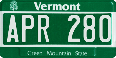 VT license plate APR280