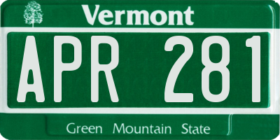 VT license plate APR281