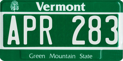VT license plate APR283