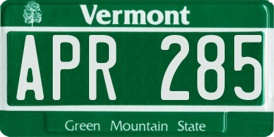 VT license plate APR285