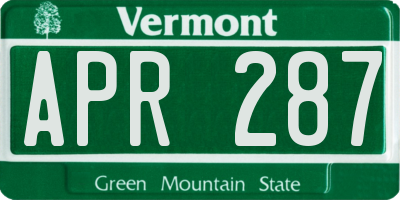 VT license plate APR287