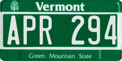 VT license plate APR294