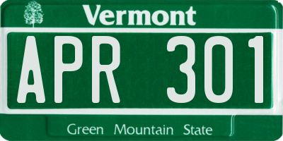 VT license plate APR301