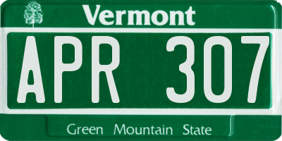 VT license plate APR307